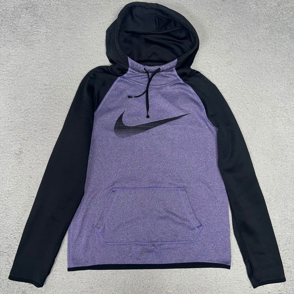 Nike Hoodie Women's Sz S Purple Fleece Therma Thumbhole Center Swoosh 695596-526